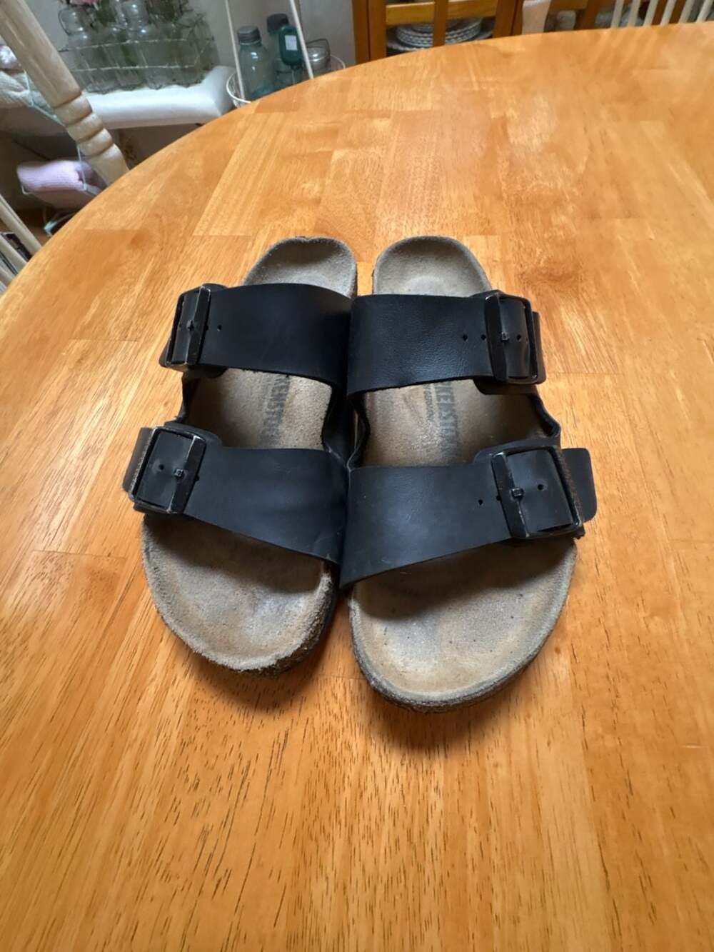 Birkenstock Arizona Two-Strap Leather Sandals in Black